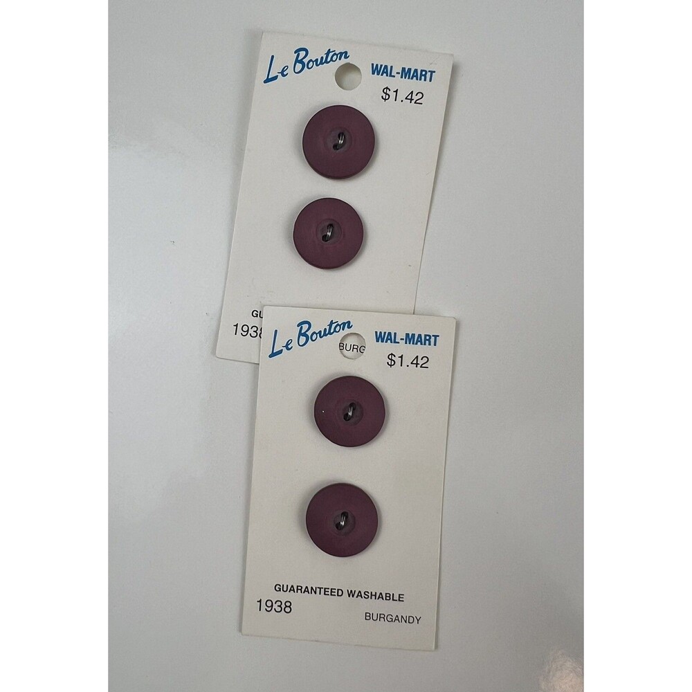 2 Vintage NOS Le Bouton 2 Count Burgundy Buttons 19MM #1938 Replacement Button